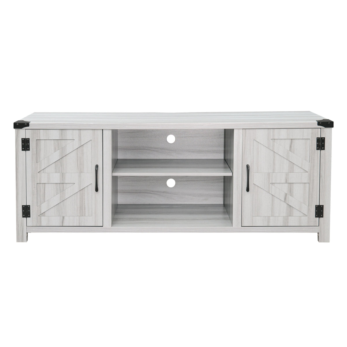 Light Gray |#| 58 Inch Barn Door TV Stand Fits up to 65" TV's-LT GY Wash with Adjustable Shelf