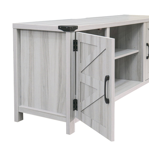 Light Gray |#| 58 Inch Barn Door TV Stand Fits up to 65" TV's-LT GY Wash with Adjustable Shelf