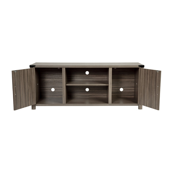 Gray |#| 59 Inch Barn Door TV Stand Fits up to 65" TV's-Gray Wash Oak & Adjustable Shelf