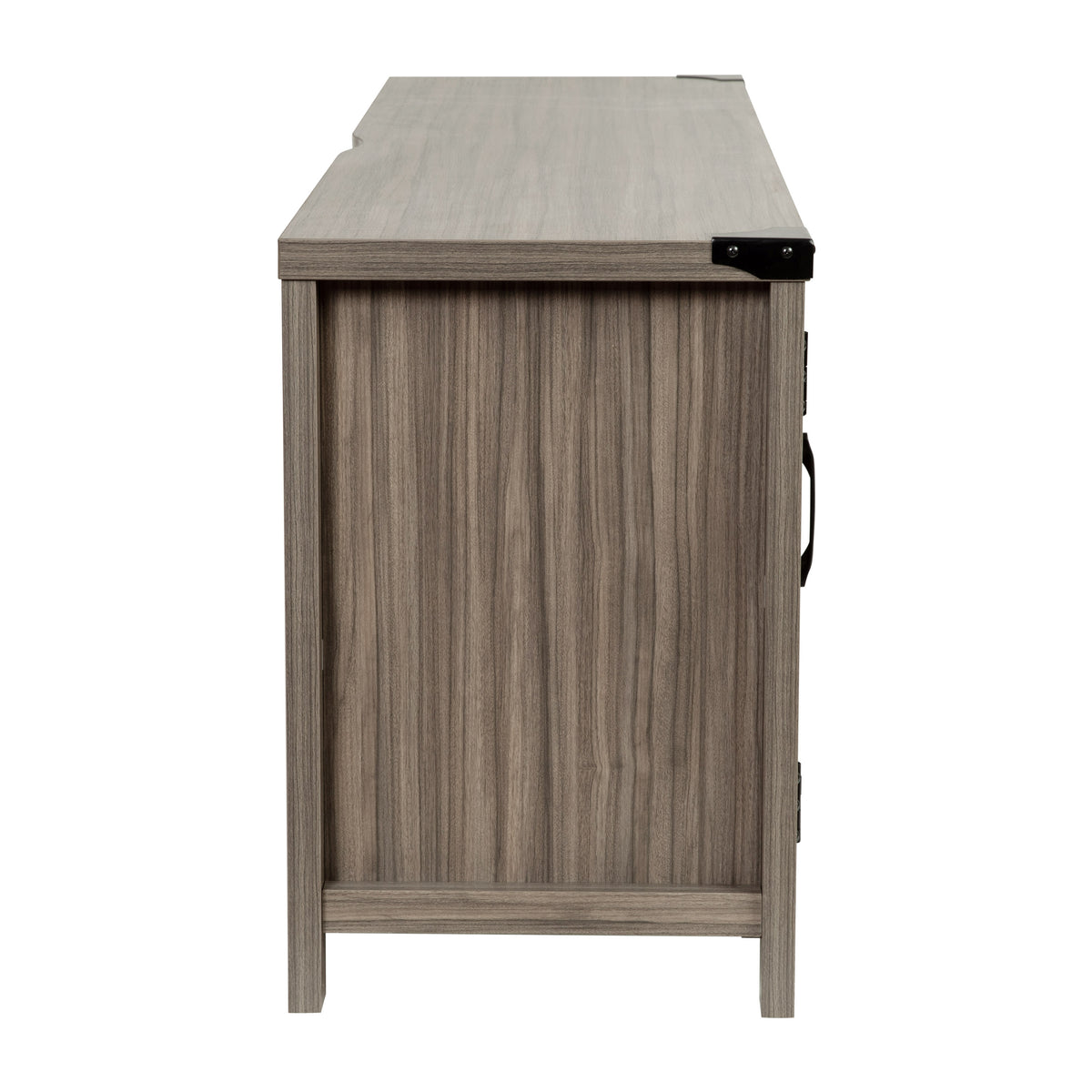 Gray |#| 59 Inch Barn Door TV Stand Fits up to 65" TV's-Gray Wash Oak & Adjustable Shelf