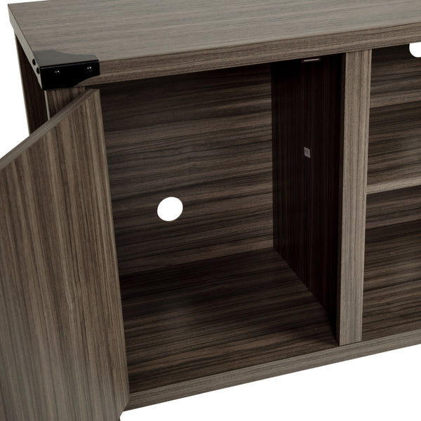 Gray |#| 59 Inch Barn Door TV Stand Fits up to 65" TV's-Gray Wash Oak & Adjustable Shelf