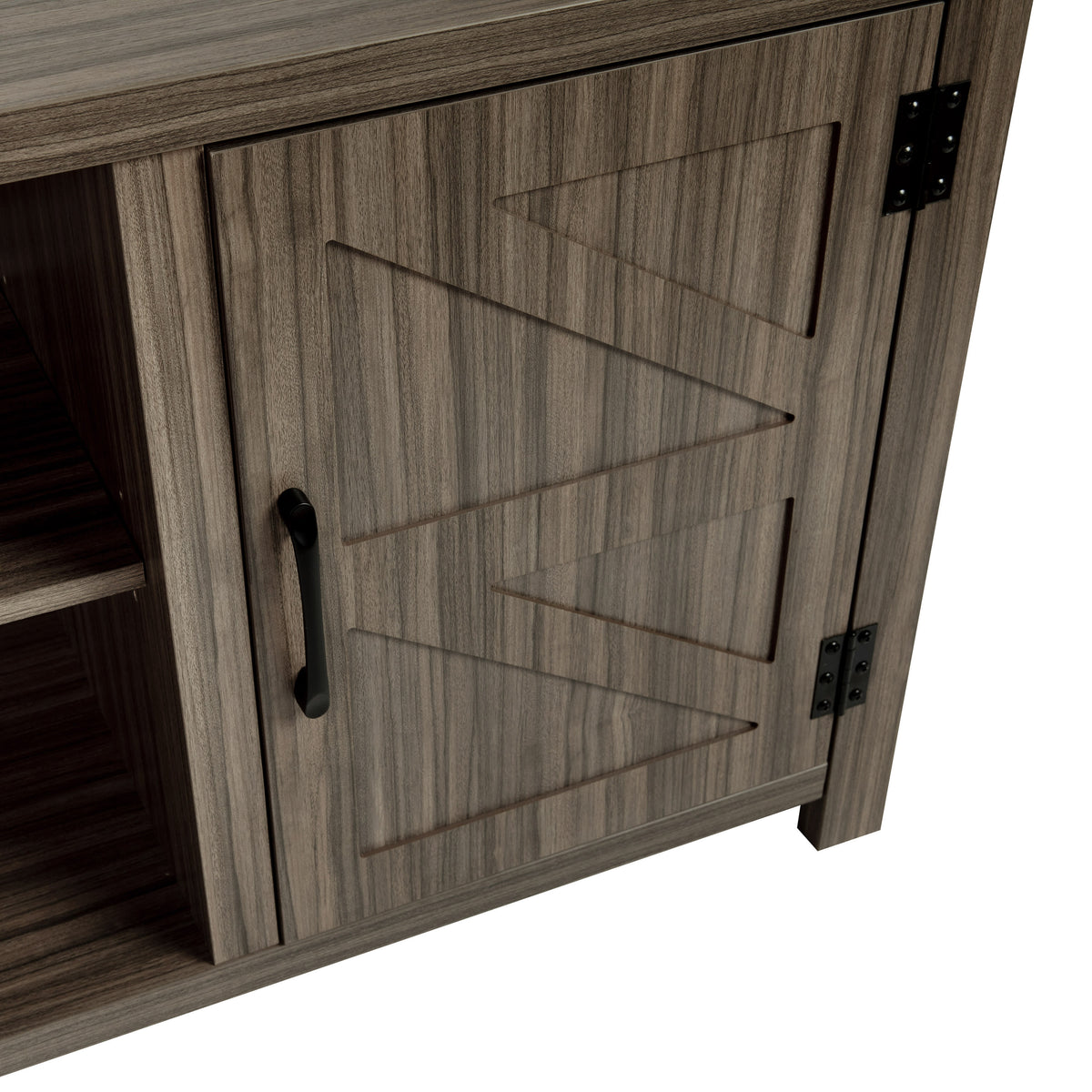 Gray |#| 59 Inch Barn Door TV Stand Fits up to 65" TV's-Gray Wash Oak & Adjustable Shelf