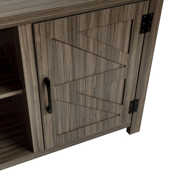 Gray |#| 59 Inch Barn Door TV Stand Fits up to 65" TV's-Gray Wash Oak & Adjustable Shelf