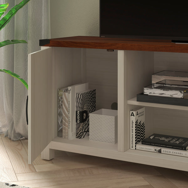 White |#| 59 Inch Barn Door TV Stand Fits up to 65" TV's-White Wash with Adjustable Shelf