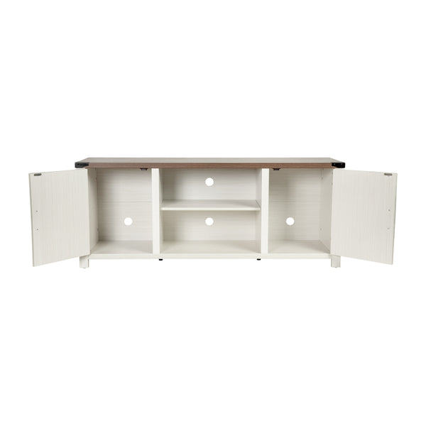 White |#| 59 Inch Barn Door TV Stand Fits up to 65" TV's-White Wash with Adjustable Shelf