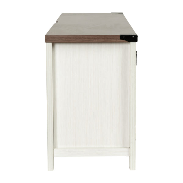 White |#| 59 Inch Barn Door TV Stand Fits up to 65" TV's-White Wash with Adjustable Shelf