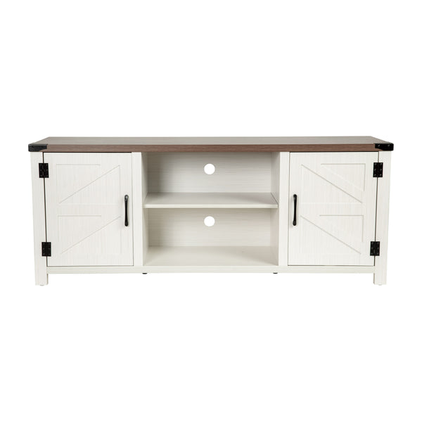 White |#| 59 Inch Barn Door TV Stand Fits up to 65" TV's-White Wash with Adjustable Shelf