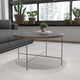 Black Tempered Glass Coffee Table with Matte Gold Frame - Accent Table