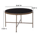 Black Tempered Glass Coffee Table with Matte Gold Frame - Accent Table