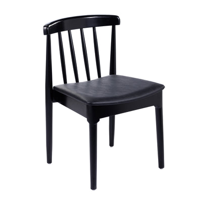 Chester Commercial Grade Solid Wood Dining Chair with Slatted Backrest and Vinyl Seat - View 1