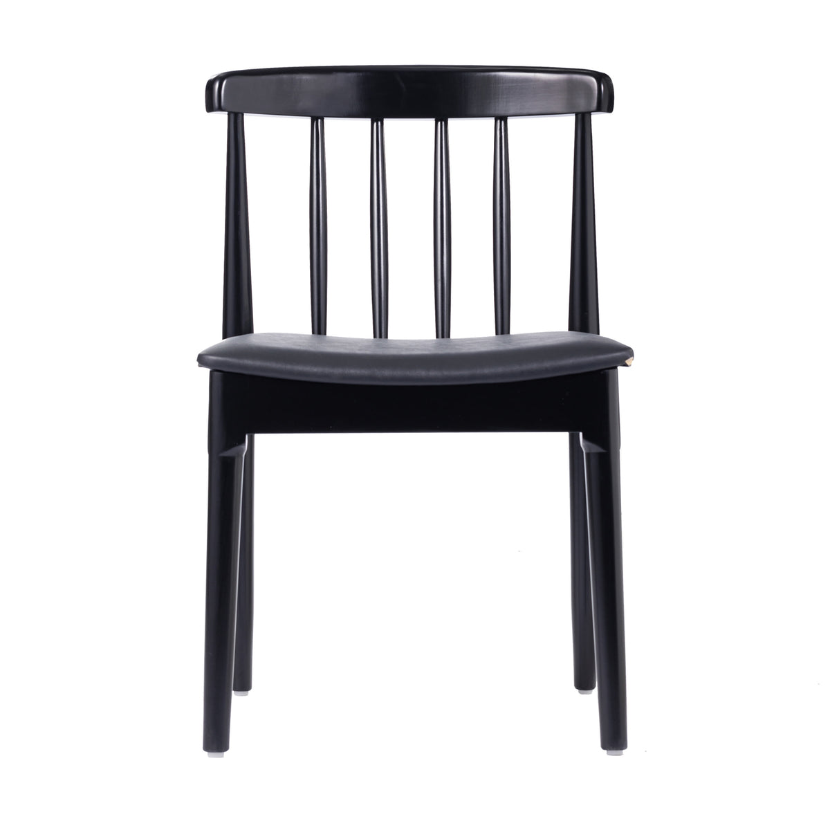 Black Vinyl Seat/Black Wood Frame |#| Commercial Solid Wood Dining Chair with Vinyl Padded Seat - Black/Black