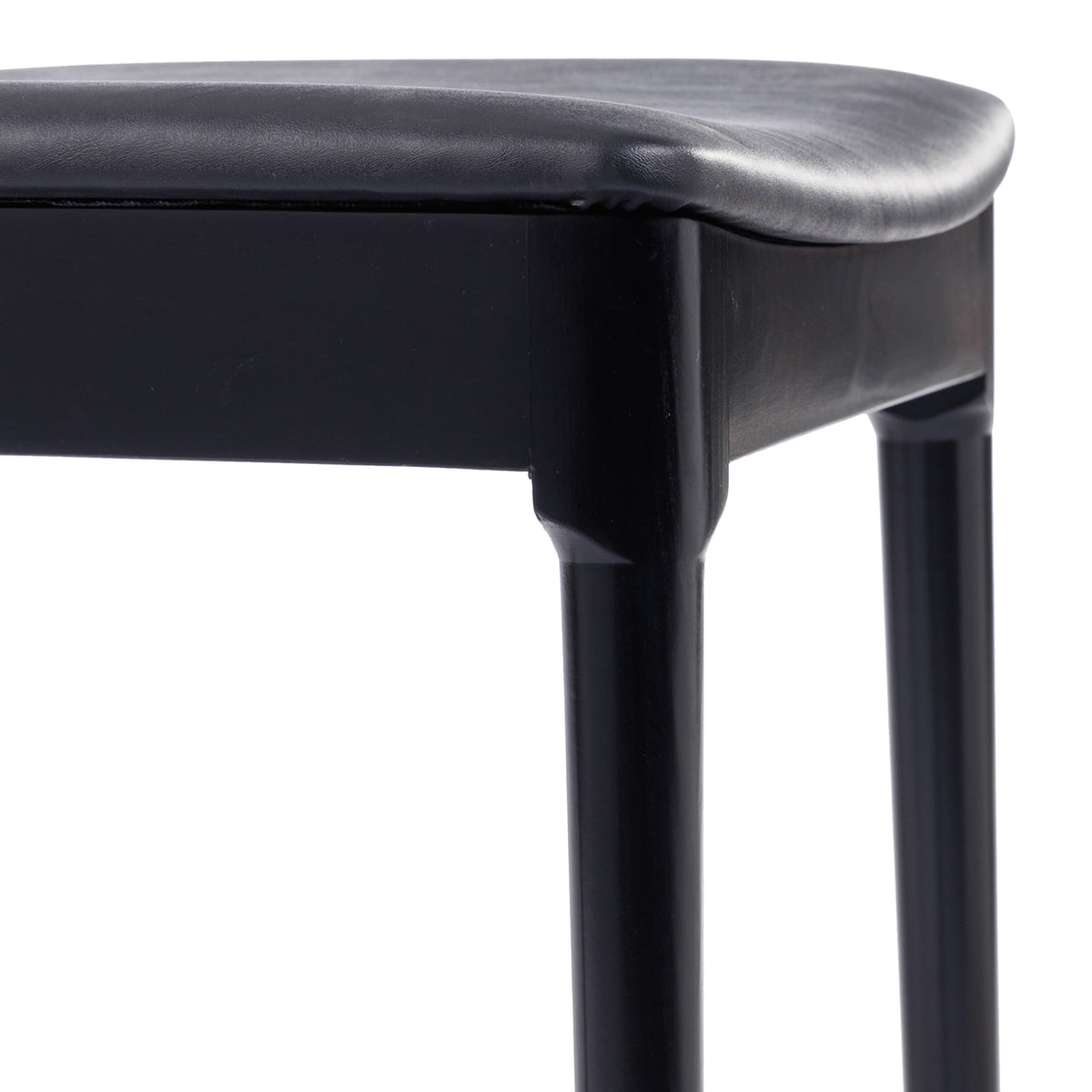 Black Vinyl Seat/Black Wood Frame |#| Commercial Solid Wood Dining Chair with Vinyl Padded Seat - Black/Black