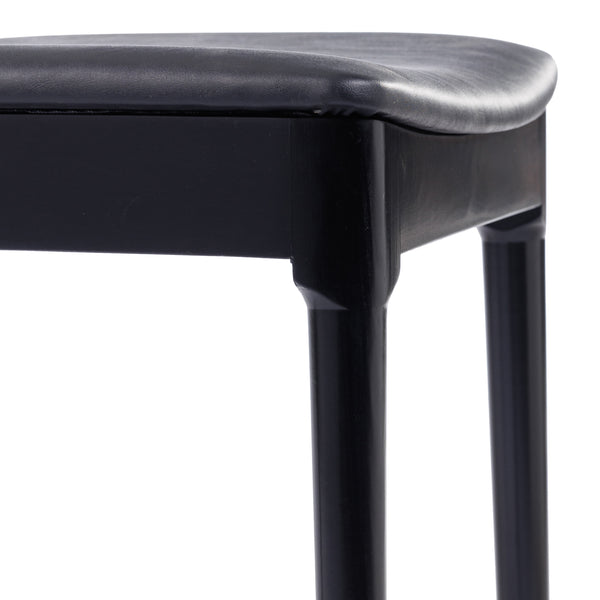 Black Vinyl Seat/Black Wood Frame |#| Commercial Solid Wood Dining Chair with Vinyl Padded Seat - Black/Black