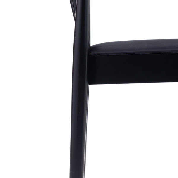 Black Vinyl Seat/Black Wood Frame |#| Commercial Solid Wood Dining Chair with Vinyl Padded Seat - Black/Black