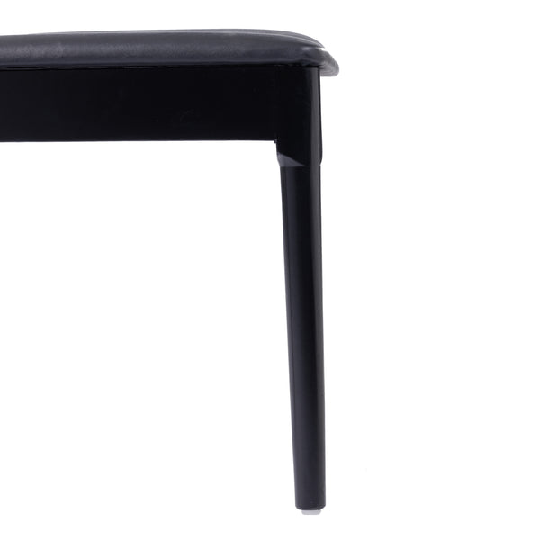Black Vinyl Seat/Black Wood Frame |#| Commercial Solid Wood Dining Chair with Vinyl Padded Seat - Black/Black