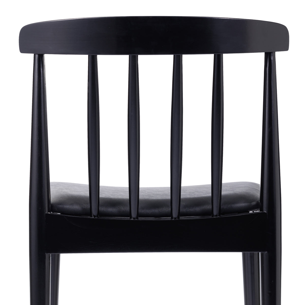 Black Vinyl Seat/Black Wood Frame |#| Commercial Solid Wood Dining Chair with Vinyl Padded Seat - Black/Black