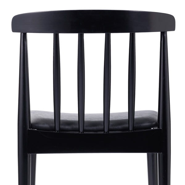 Black Vinyl Seat/Black Wood Frame |#| Commercial Solid Wood Dining Chair with Vinyl Padded Seat - Black/Black