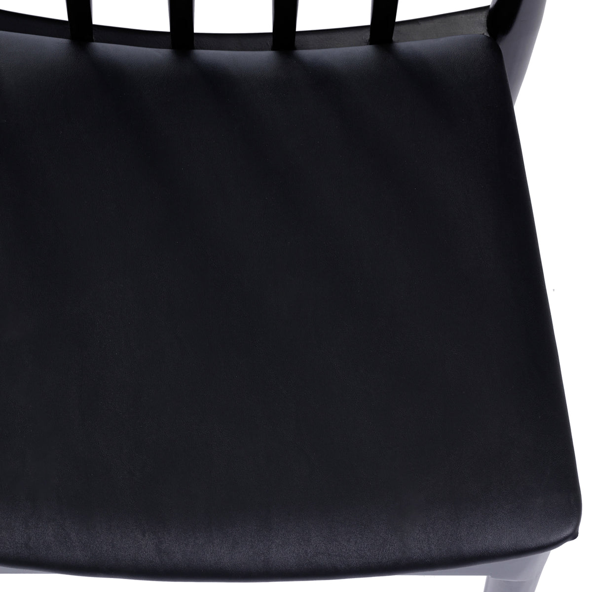 Black Vinyl Seat/Black Wood Frame |#| Commercial Solid Wood Dining Chair with Vinyl Padded Seat - Black/Black
