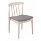 Beige Vinyl Seat/Antique White Wood Frame |#| Commercial Solid Wood Dining Chair with Vinyl Padded Seat - Antique White/Beige