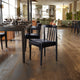 Black Vinyl Seat/Black Wood Frame |#| Commercial Solid Wood Dining Chair with Vinyl Padded Seat - Black/Black