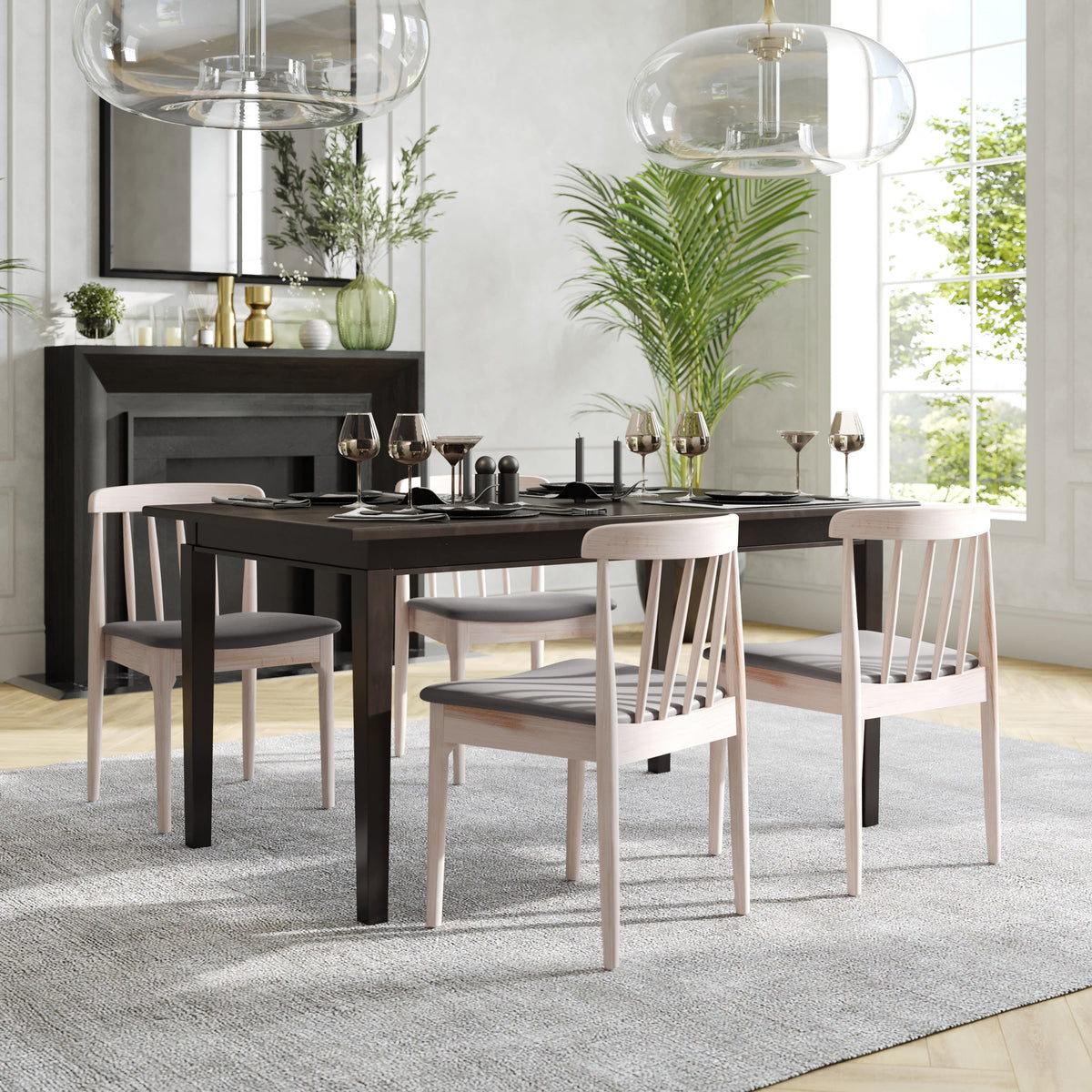 Beige Vinyl Seat/Antique White Wood Frame |#| Commercial Solid Wood Dining Chair with Vinyl Padded Seat - Antique White/Beige