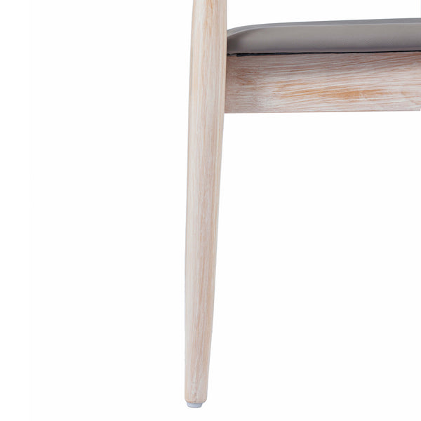 Beige Vinyl Seat/Antique White Wood Frame |#| Commercial Solid Wood Dining Chair with Vinyl Padded Seat - Antique White/Beige