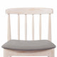 Beige Vinyl Seat/Antique White Wood Frame |#| Commercial Solid Wood Dining Chair with Vinyl Padded Seat - Antique White/Beige