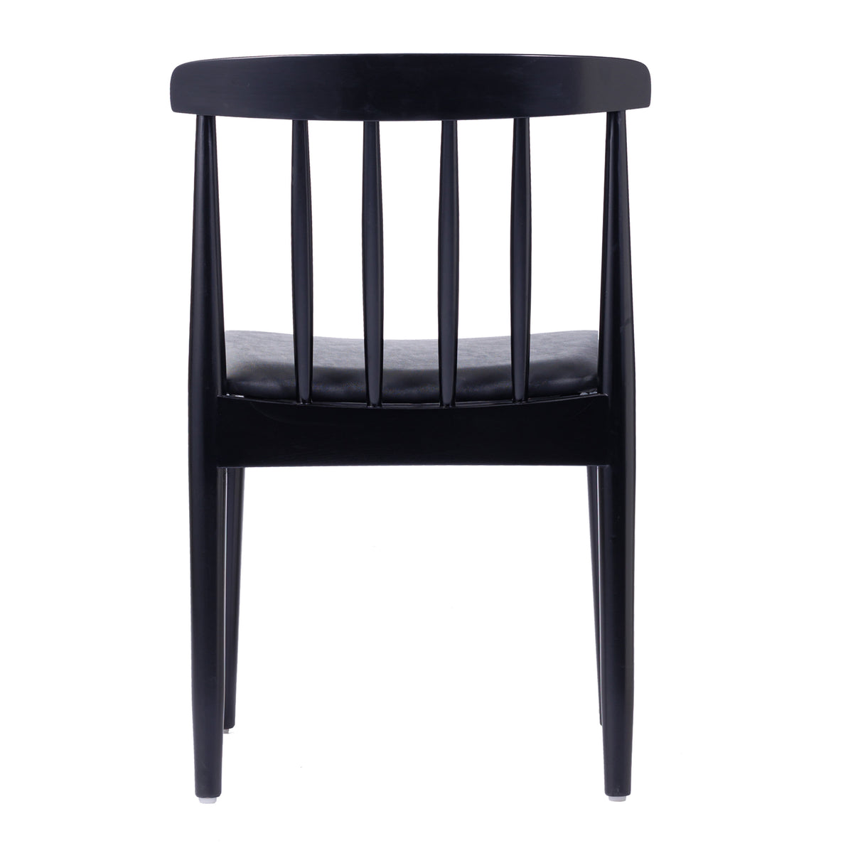 Black Vinyl Seat/Black Wood Frame |#| Commercial Solid Wood Dining Chair with Vinyl Padded Seat - Black/Black