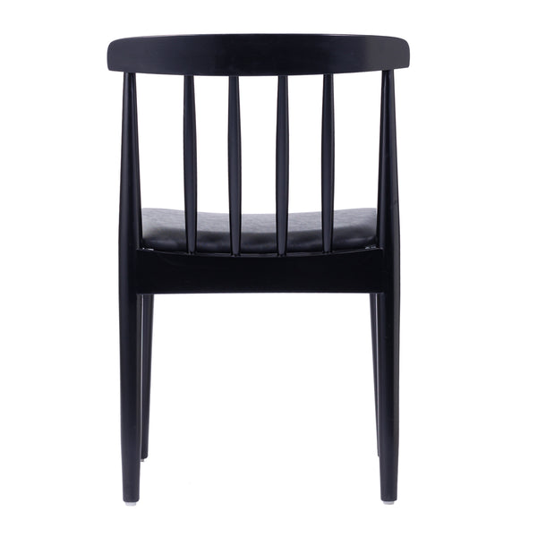 Black Vinyl Seat/Black Wood Frame |#| Commercial Solid Wood Dining Chair with Vinyl Padded Seat - Black/Black