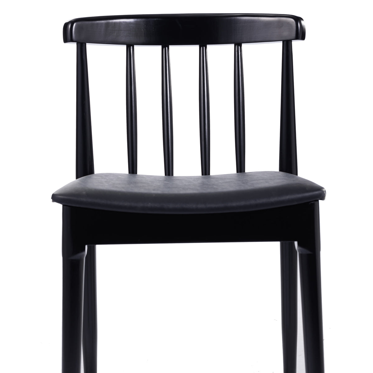 Black Vinyl Seat/Black Wood Frame |#| Commercial Solid Wood Dining Chair with Vinyl Padded Seat - Black/Black