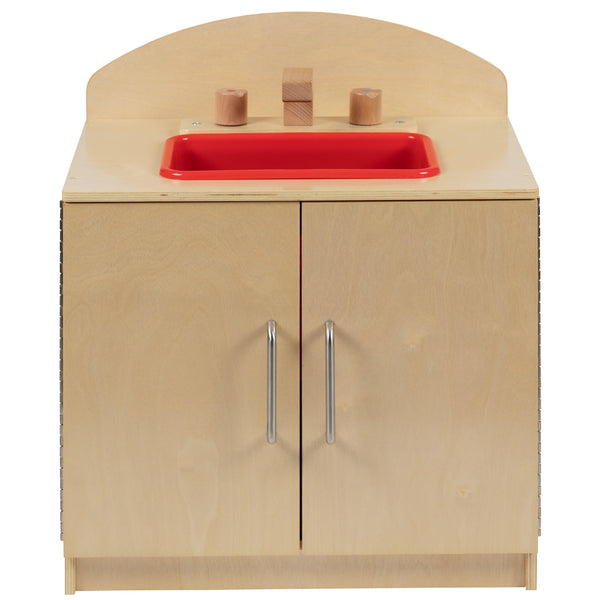 Children's Wooden Kitchen Sink with Turnable Knobs for Commercial or Home Use