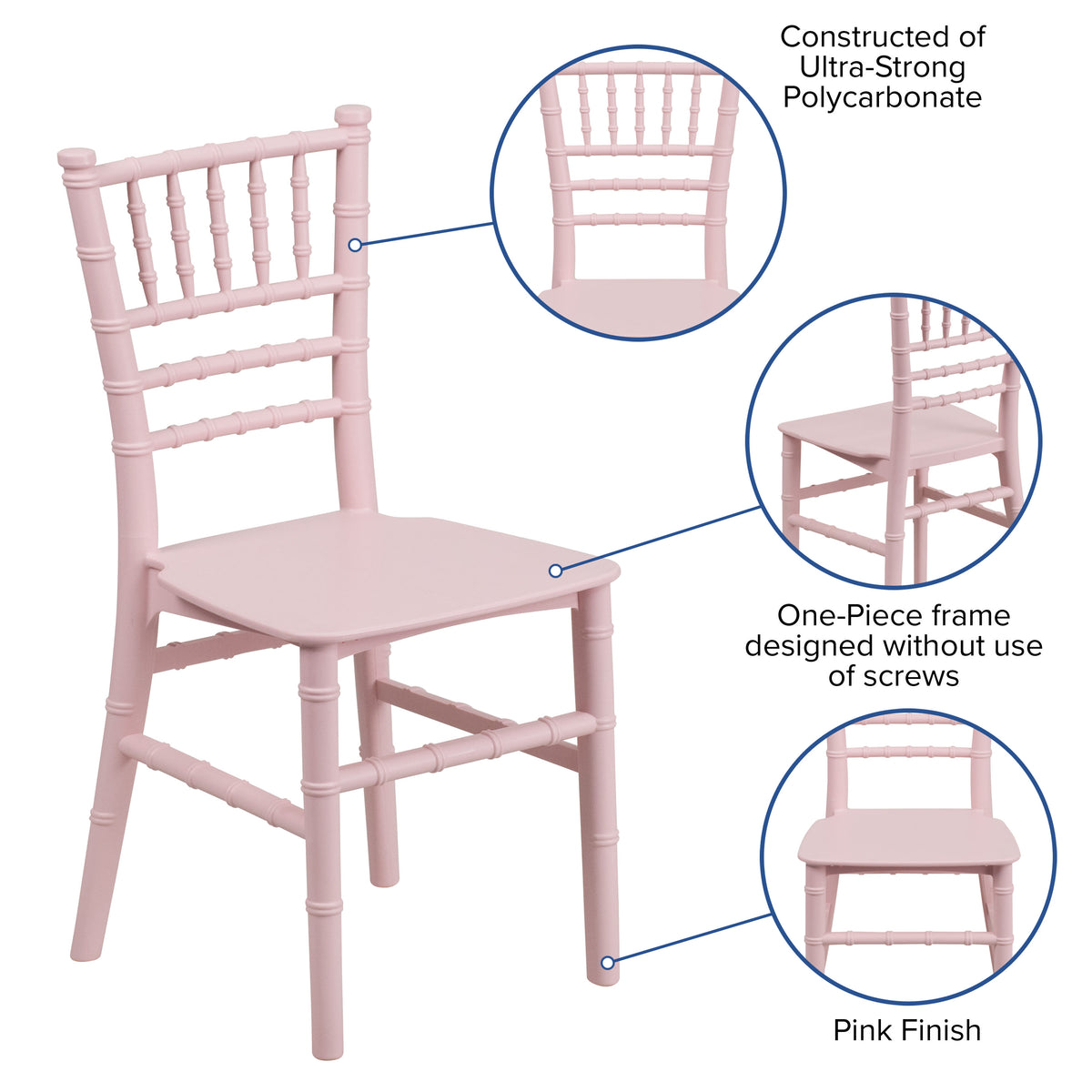 Pink |#| Child's Classic Resin Chiavari Chair for All Occasions in Pink