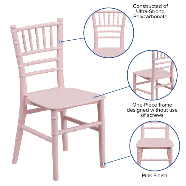 Pink |#| Child's Classic Resin Chiavari Chair for All Occasions in Pink