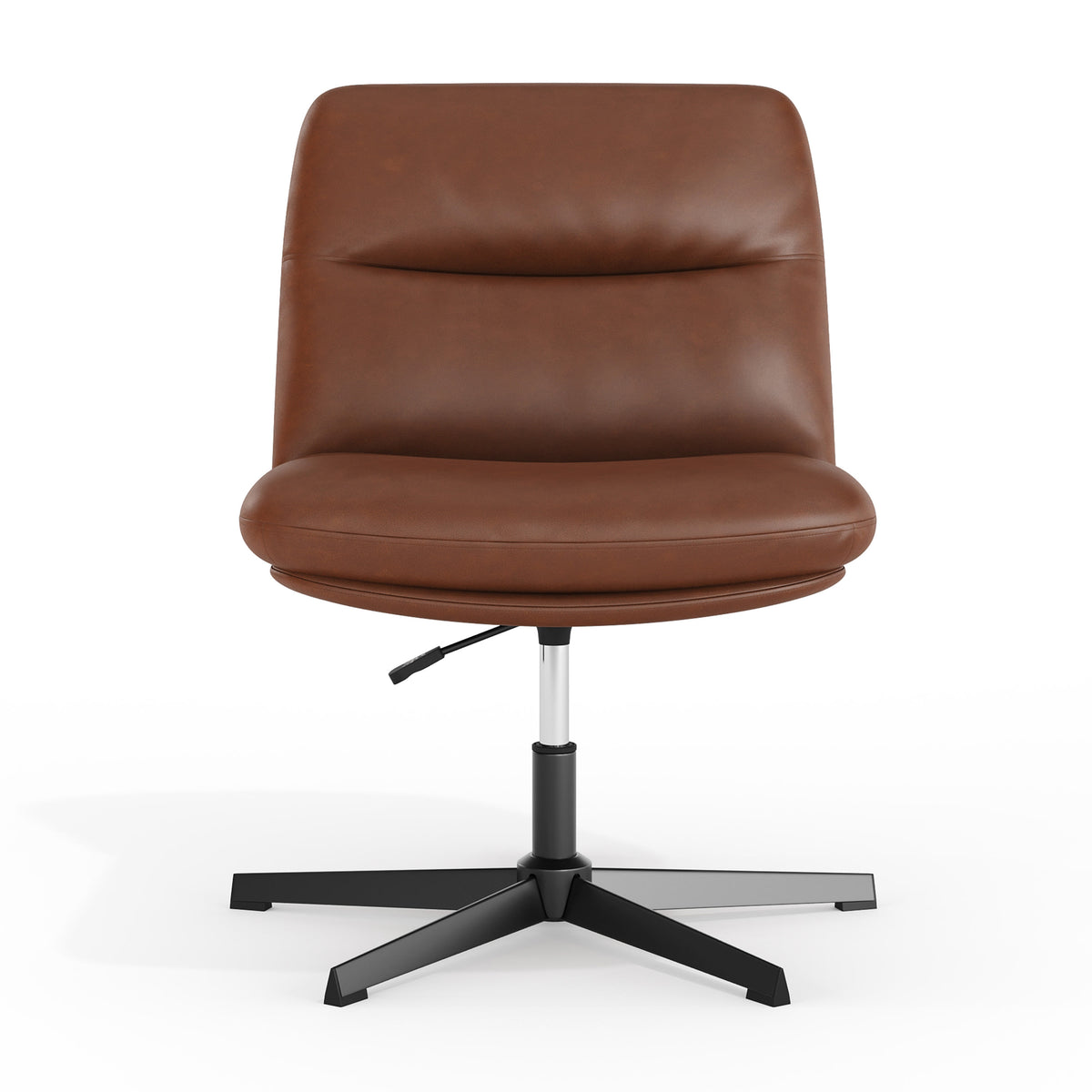Cognac LeatherSoft/Black Frame |#| Commercial Wide Mid-Back Padded LeatherSoft Swivel Office Chair in Cognac/Black