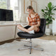 Black LeatherSoft/Chrome Frame |#| Commercial Wide Mid-Back Padded LeatherSoft Swivel Office Chair in Black/Chrome