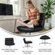 Black LeatherSoft/Chrome Frame |#| Commercial Wide Mid-Back Padded LeatherSoft Swivel Office Chair in Black/Chrome