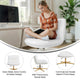 White LeatherSoft/Gold Frame |#| Commercial Wide Mid-Back Padded LeatherSoft Swivel Office Chair in White/Gold