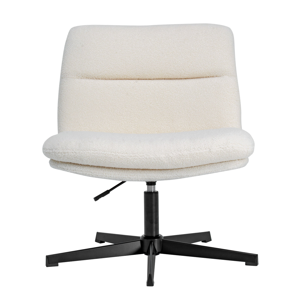 Cream Faux Shearling/Black Frame |#| Commercial Wide Mid-Back Padded Faux Shearling Swivel Office Chair in Cream/Blk