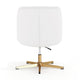 White LeatherSoft/Gold Frame |#| Commercial Wide Mid-Back Padded LeatherSoft Swivel Office Chair in White/Gold