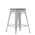 Cierra Set of 4 Commercial Grade 24" High Backless Metal Indoor Counter Height Stools with All-Weather Poly Resin Seats