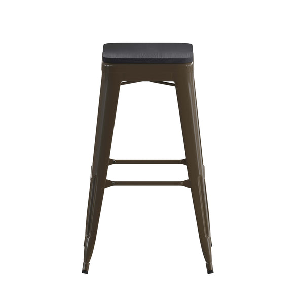 Black Resin Wood Seat/Gun Metal Frame |#| All-Weather GN Commercial Backless Bar Stools-Black Poly Seat-4 PK