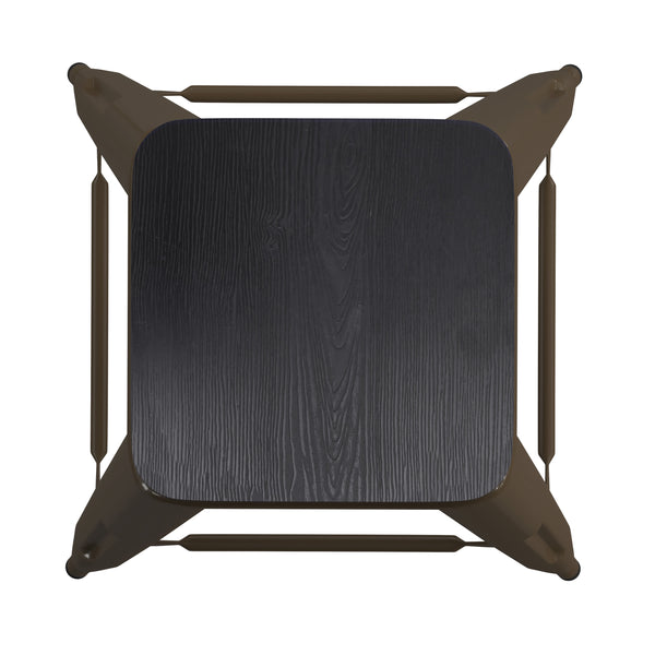Black Resin Wood Seat/Gun Metal Frame |#| All-Weather GN Commercial Backless Bar Stools-Black Poly Seat-4 PK