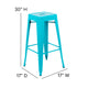 Teal-Blue Resin Wood Seat/Teal Frame |#| All-Weather Teal Commercial Backless Bar Stools-Teal Poly Seat-4 PK