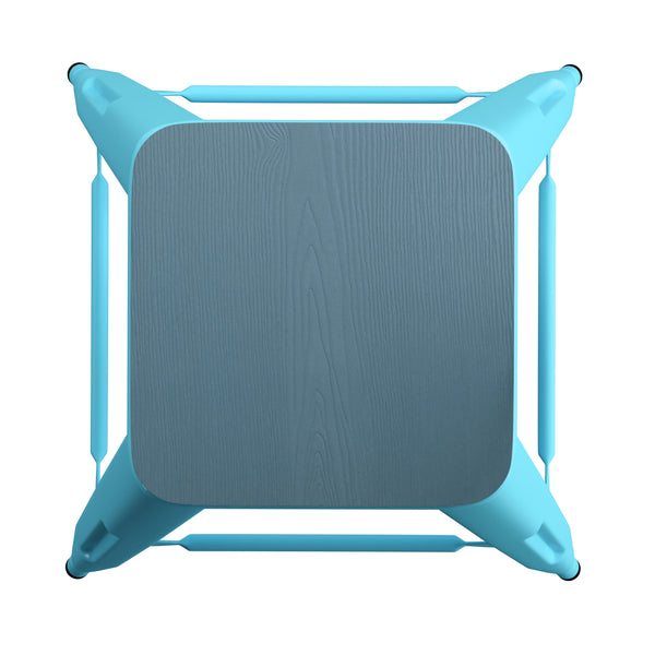 Teal-Blue Resin Wood Seat/Teal Frame |#| All-Weather Teal Commercial Backless Bar Stools-Teal Poly Seat-4 PK