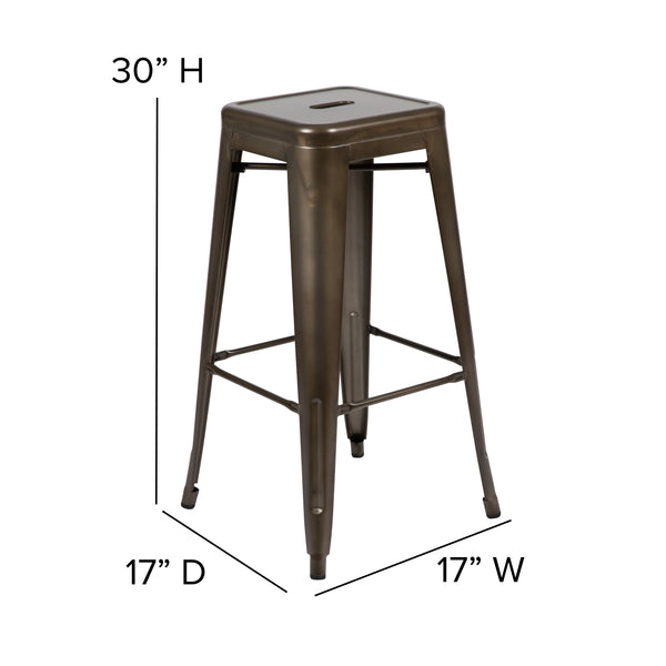 Black Resin Wood Seat/Gun Metal Frame |#| All-Weather GN Commercial Backless Bar Stools-Black Poly Seat-4 PK