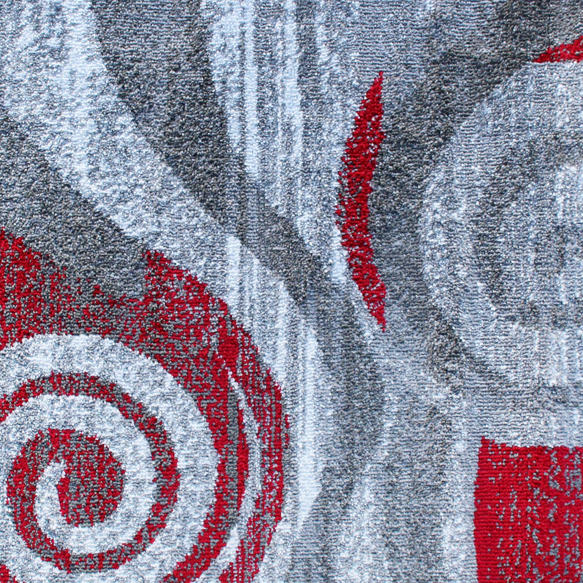 Red,2' x 7' |#| Modern Swirl Design Olefin Area Rug - Red, White, & Gray - 2' x 7'