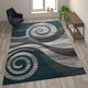 Turquoise,8' x 10' |#| Modern Swirl Design Olefin Area Rug - Turquoise, White, & Gray - 8' x 10'