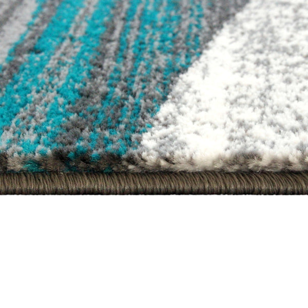 Turquoise,8' x 10' |#| Modern Swirl Design Olefin Area Rug - Turquoise, White, & Gray - 8' x 10'