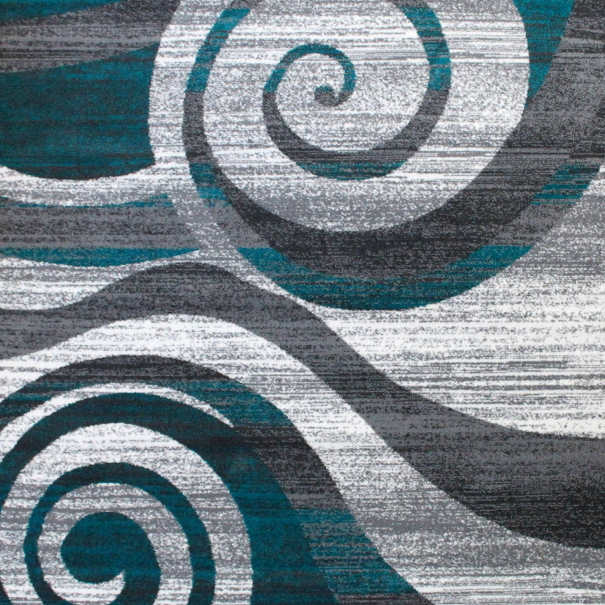 Turquoise,8' x 10' |#| Modern Swirl Design Olefin Area Rug - Turquoise, White, & Gray - 8' x 10'