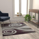 Purple,4' x 5' |#| Modern Swirl Design Olefin Area Rug - Purple, White, & Gray - 4' x 5'